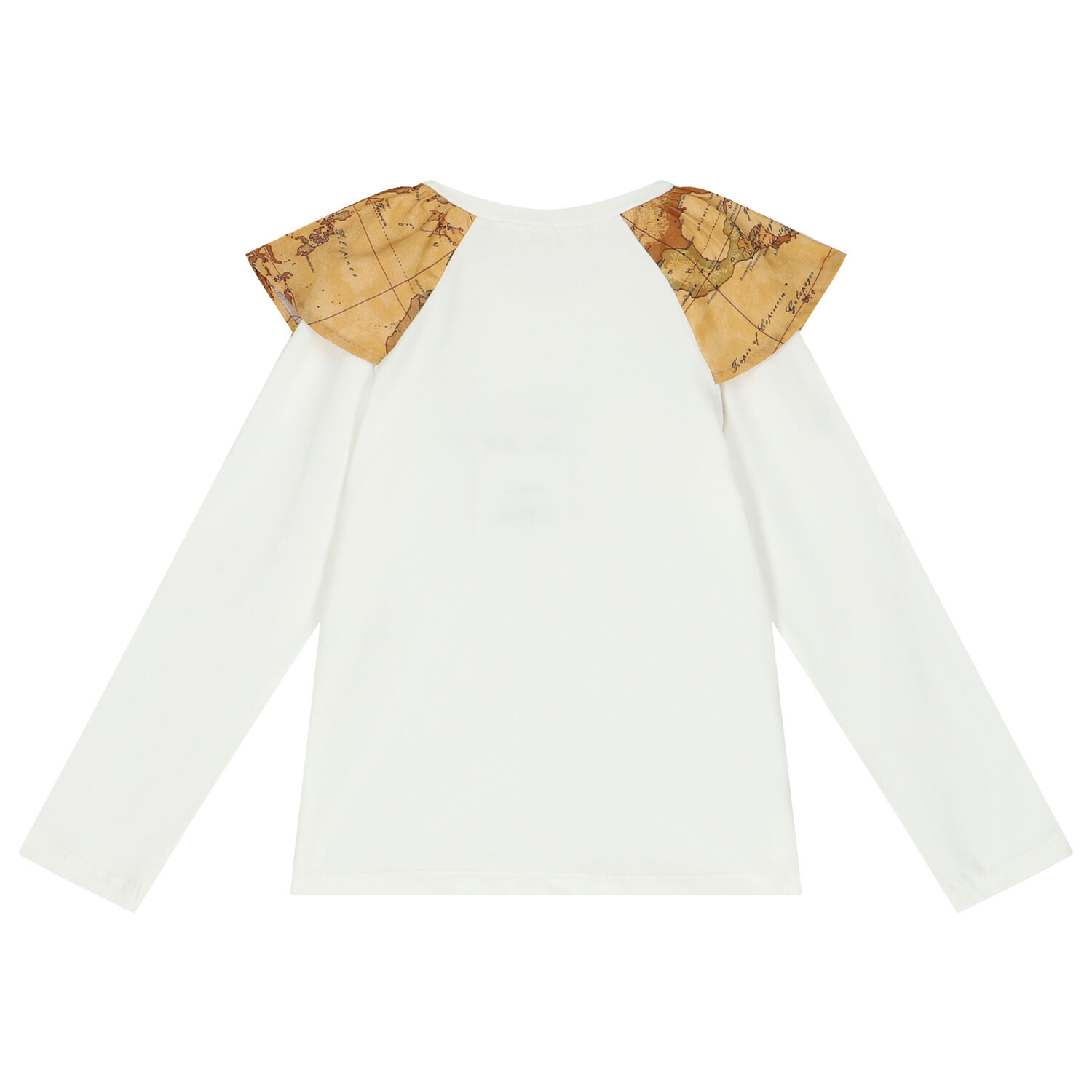 Girls Ivory Logo Geo Map Long Sleeve Top, 1, hi-res